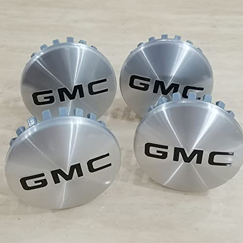 4Pieces Set ,GMC Wheel Center Hub Caps Emblem 83mm  3.25  GMC Rim Center Hubs Fit for2014-2017 GMC Yukon XL Sierra 1500 Denali (Silver Black)