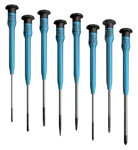 Moody Tools 58-0390 8-Piece Slotted Phillips Combo Set with Fixed ESD-Safe Long Handles