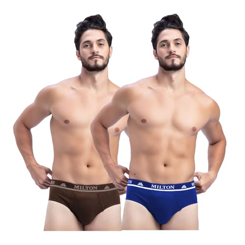 Image of Milton Mens Pure Cotton Solid Briefs|Soft Breathable Underwear for Men|Outer Elastic Comfort Fit Waistband|Skin-Friendly Essentials|Multi-Color, Color Name May Vary as per Availability|Pack of 2