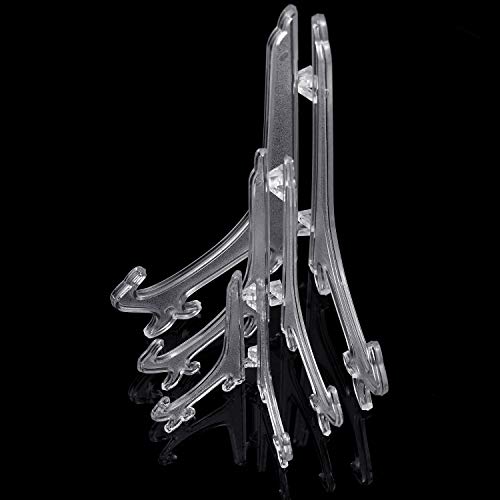 Thyores 6-Pack Plastic Easels, 4/6/8 Inches Clear Easel Display Stand/Plate Holders To Display Pictures, Items #TOP2