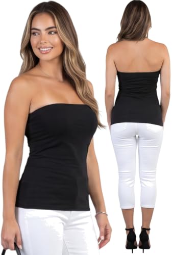 Image of ToBeInStyle Women's Cotton-Spandex Blend Stretchy Tube Top