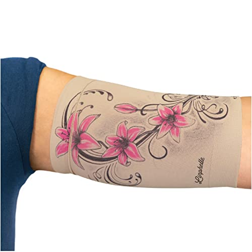 Linphelle Picc Line Mikrofaser Coverpicc - Armkatheter-Abdeckband aus atmungsaktivem Design-Gewebe Arm Sleeve ideal für PICCs Blutzuckermessgerät und Tattoo-Abdeckung Hibiskus Größe S
