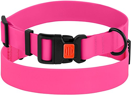 Collardirect Adjustable Dog Collar Colorful Waterproof Pet Collars For Small Medium Large Dogs Puppy Pink Black Blue Mint Green Orange (Neck Fit 14"-18", Pink) #TOP1