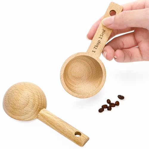 Tebery 8 Pack Wood Measuring Scoops for Canister, 1 Tablespoon Beech Coffee Scoop Measuring Spoons for Coffee Beans, Ground Coffee, Protein Powder, Spices, Tea and Bath Salt by Tebery - Image 4