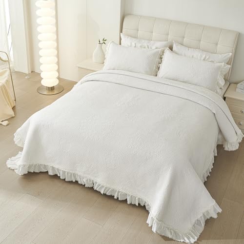 Parure de lit bohème en coton vctops crème brodé toutes saisons - 4