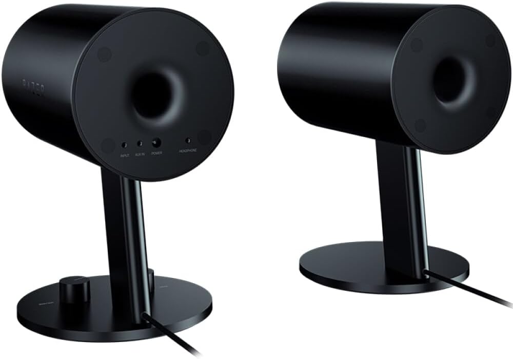 Razer Nommo: Custom Woven Fiberglass 3" Drivers - Rear-Facing Bass Ports - Bass Knob w/ Automatic Gain Control - Full Range 2.0 PC Gaming Speakers (Renewed)