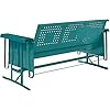 Crosley Furniture Bates Retro Metal Outdoor Sofa Glider, panca a dondolo per 3 persone, per veranda, terrazza, turchese lucido