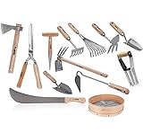 VITO Garden - Gartenwerkzeug Set aus Stahl und Holz - 13 Teile - traditionell geschmiedete und robuste Handwerkzeuge für Hobbygärtner und Gartenprofis (Set7)