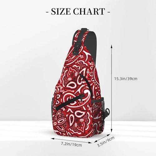 Casual Sling Backpack for Men for Paisley Bandana Red Crossbody Backpack, Unbalance Gym Bag Travel Bag Outdoor Hiking Daypack3