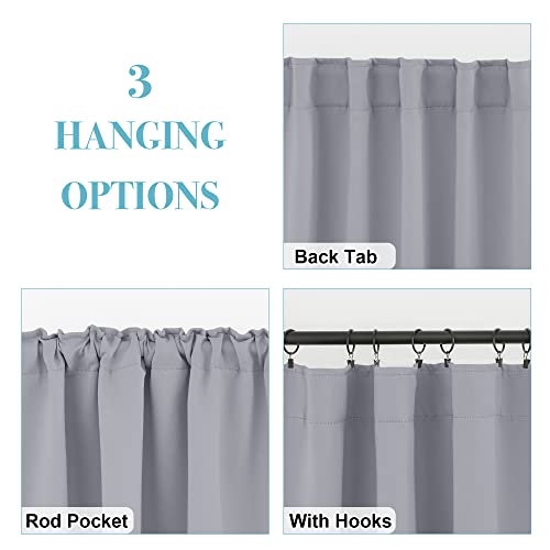 Image of RYB HOME Kitchen Window Curtains - Blackout Privacy Half Window Curtains for Bedroom Bathroom Dining Living Room Cafe Office Short Tiers Drapes, W 34 x L 36 inches, 2 Panels, Silver Grey