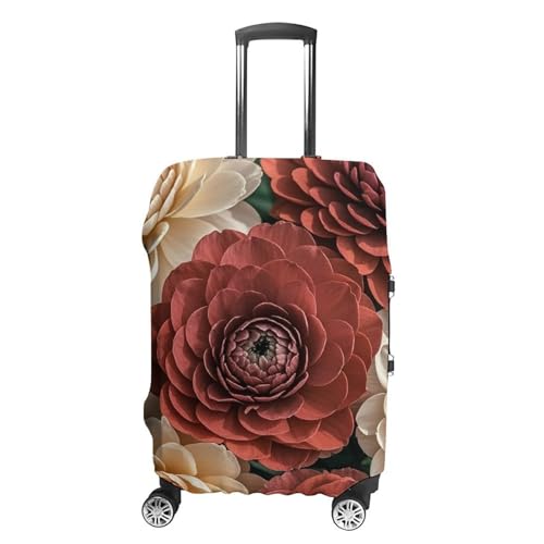 Red And Pale Flowers Printed Luggage Cover Protector, Fits 18-32 Inch Luggage