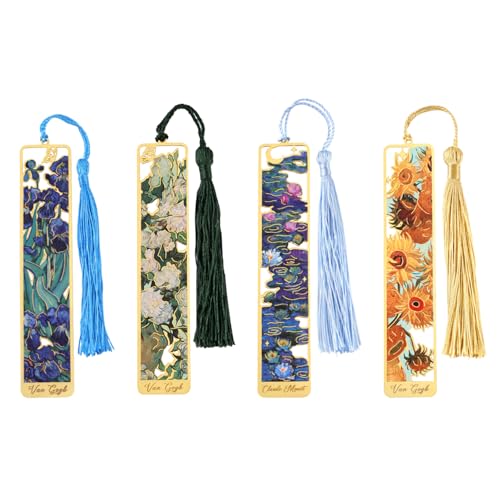 4pz Segnalibri in Metallo con Nappa, Segnalibro In Metallo Pittura