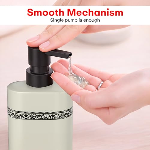 Image of Rioware Ceramic Soap Dispenser Hand Wash Bottles for Basin | Multipurpose Refillable for Liquid Shampoo, Kitchen, Bathroom, and Household Use | 300Ml, Pack of 1 - Ivory White