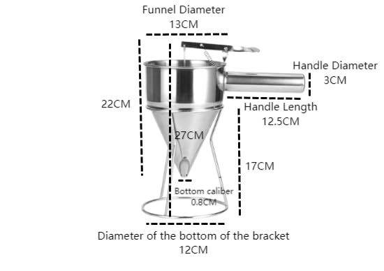 Stainless Steel Batter Dispenser with Stand - Funnel Design for Pancakes, Cakes, Waffles, Muffins & Crepes, Essential Kitchen Tool for Mixing & Pouring Batter