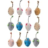 Generisch Katzenmäuse - 12 Stück Beiß- und Kau-Spielzeug - Plüschige Interaktive...