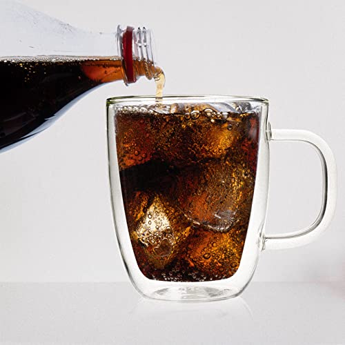 Mainstream Source Glass Coffee Mugs – Double Wall, Insulated Glass Coffee Mug Set, With Durable Handles & 2 Wooden Spoons, Use As Cold Or Hot Coffee Mug, Tea Mug, & More, Holds 13.5Oz (Set Of 2) #TOP4
