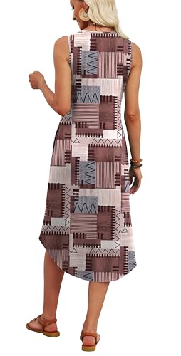 Image of WIHOLL Summer Dresses for Women 2026 Button Front Sleeveless Casual Midi Dress Beach Vacation Sundresses with Pockets
