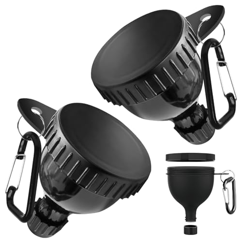 Yuerme Small Portable Protein Powder Container, [2 Pcs] Upgraded Protein Powder Storage with Carabiners, Supplement Funnels Dispenser Container for Workout and Travel