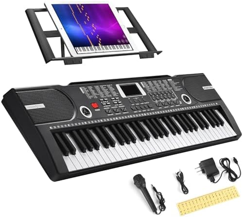 61 Key Keyboard Piano, Portable Electronic Keyboard Piano for Beginners with Speakers, Microphone, Sheet Music Stand, 100 Voices, 100 Rhythms, Digital Music Keyboard for Teen 61 Key Keyboard Piano, Portable Electronic Keyboard Piano for Beginners with Speakers, Microphone, Sheet Music Stand, 100 Voices, 100 Rhythms, Digital Music Keyboard for Teen