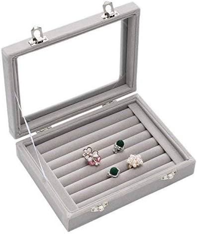 Meshela Women's Jewellery Box/Organiser/Display/Storage Box for Rings, Earrings and Necklaces grey