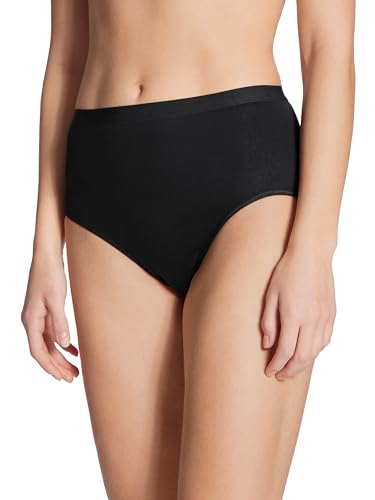 Calida Women’s Cotton Midi Briefs – Seamless Underpants, Soft Panties, 100% Mercerised Cotton Underwear, Black L