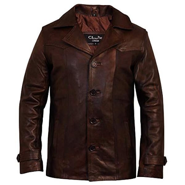 Charlie LONDON Heren Heist antiek vintage bruin lederen jas