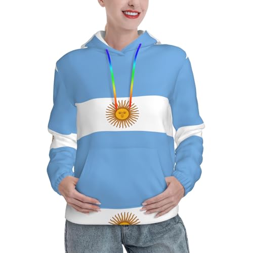 Sweat à capuche femme drapeau argentin avec poche kangourou