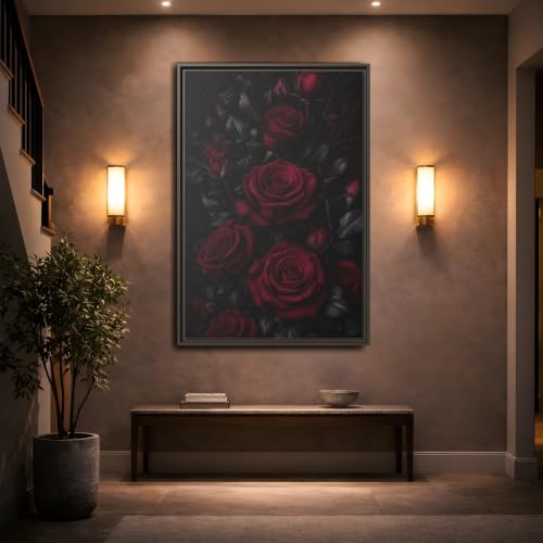 Tableau fleurs sombres sur toile canva vertical de 3cm - 2