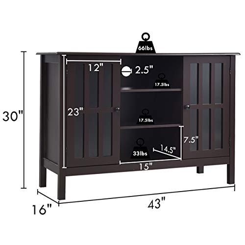 Tangkula Modern Tv Stand, Tall Entertainment Center For Tvs Up To 50 Inch, Media Console W/ 2 Storage Cabinets & 3 Open Shelves, Wire Hole, Buffet Cabinet, Wood Tv Console Table For Living Room, Brown #TOP4