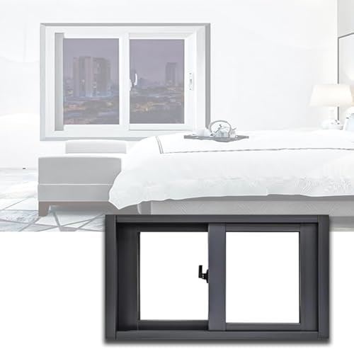 Black Barn Window 24x13in Horizontal Sliding, Secure Lock, Ideal for Basement, Home Renovation, 20-50in Width, 12-71in Height, Durable Small Window Solution
