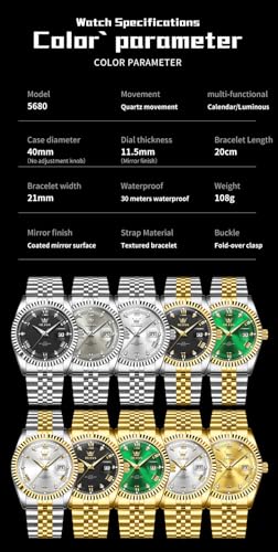 Image of OLEVS Watch for Men Stainless Steel Quartz Business Dress Diamond Large Dial Waterproof Mens Watches with Date Wrist Watch