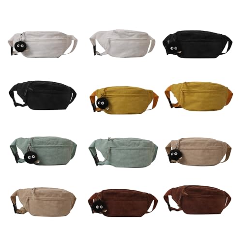BABYVIVA 2023 Gürteltasche für Damen, Cord-Bauchtasche, großes Fassungsvermögen, einfarbig, Gürteltasche, Brusttasche für Mädchen, vielseitige Umhängetasche (Khaki)