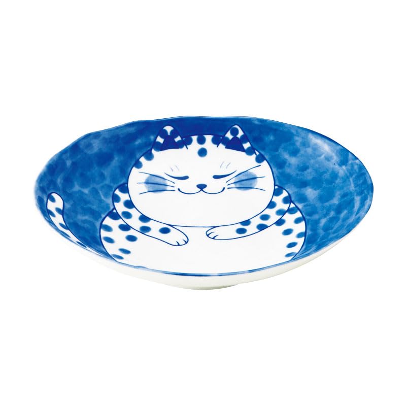 Amazon | ねこちぐら ブチ 19.5×16cm 60楕円深皿 | KITCHEN MART