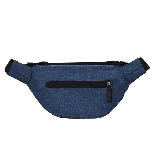 Image of WILDHORN 2.4L Waist Bag for Men Women I Headphone Hole I Ultra Strong Stitching, Sturdy Zippers, Waterproof, Fanny Pack for Hiking Travel Camping Running Sports with Adjustable Strap (Blue Melange)