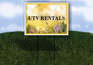 Utv Rentals Spring Flowers Yellow Field Double Sided 18x24 in. Yard Road Sign
