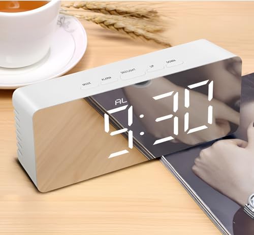Image of Zentro Digital Alarm Clock with Large Display, Smart Night Sensor & Snooze Function, LED Desk Clock with Date Temperature Calendar, Battery Operated Bedside Table Clock (Digital LED Alarm Clock)