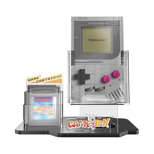 NAOCARD Acrylic Display Stand for Lego 72046 Game Boy, Display Holder for Retro Building Sets with Game Cartridge Slot & Nameplate for Men & Women