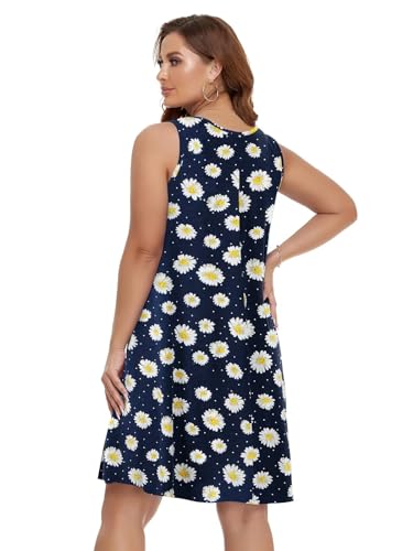 Image of BELAROI Women Casual Summer Beach Dresses Plus Size Sundress V Neck Pockets Swing Tank Dress Cover Ups