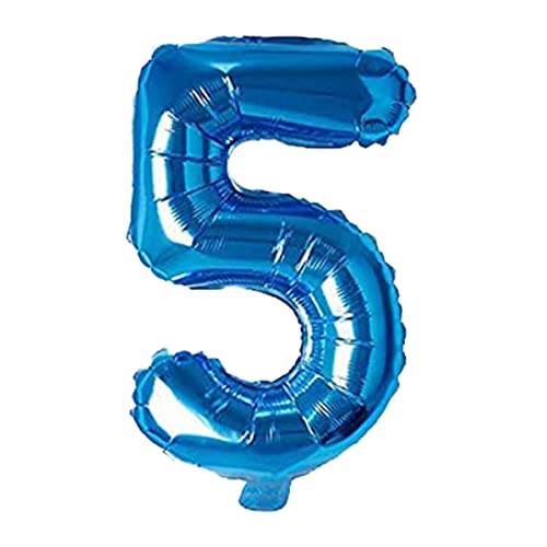 Image of Blue 32 Inches 5 Numbers Shape Large Big Foil Helium Balloons For Party Decorations In Happy Birthday Anniversary Office Items Materials Set Pack, Pack Of 1
