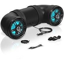 Soundstorm BTB8L 8 Inch 700W Bluetooth Amplified Marine Powersports UTV ATV Tube Speaker System with LED Lights, Black