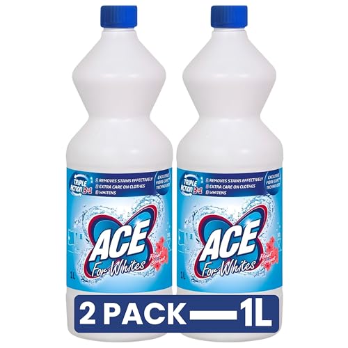 2x ACE Ultra Floral for Whites Powerful Laundry Bleach for Brilliant Whites Deep Cleaning & Tough Stain Removal Formula Brightens & Revives Fabrics