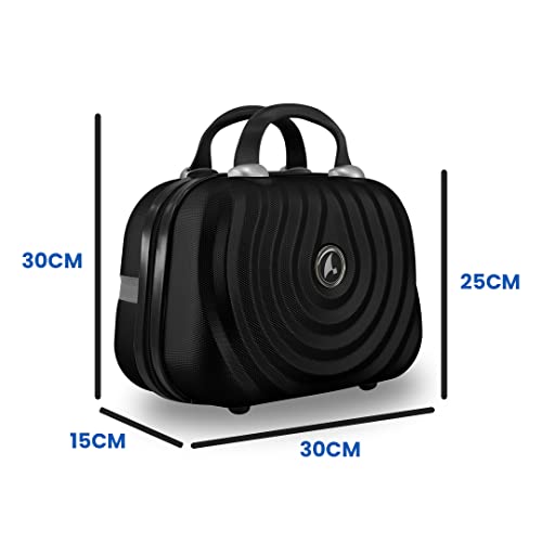 Kit Mala de Bordo 3 Peças ABS Rígido Frasqueira Viagem Avião (Preto)