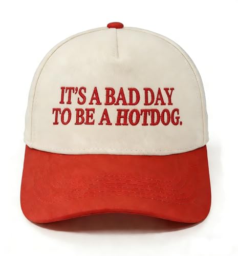Its a Bad Day to be a Hotdog.Adjustable hat Double-Color Baseball Cap Adjustable Embroidered Baseball caps Outdoor Hats (red)