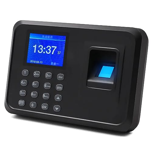 TsoLay Employee Checking-in Recorder, 2.4 Inch Screen Attendance Machine, 2 in 1 Attendance Machine with Fingerprint and Password, Voice Prompts, Automatic Report Generation for Business and Office