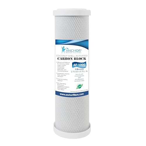 Anchor AF-1000 CTO Carbon Block Filter Cartridge for Water Filtration Systems, NSF Certified, 5 micron, 10-inch