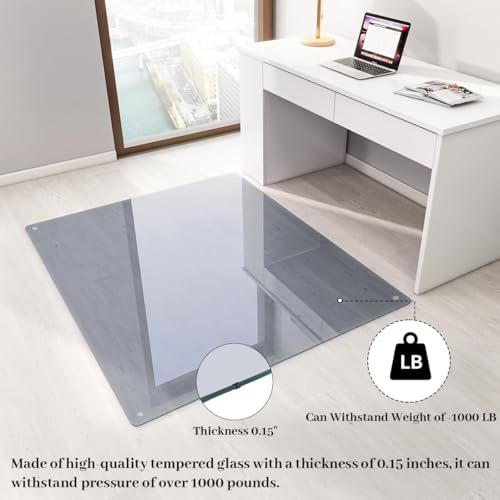Image of [Tempered Glass] 48 inch x 72 inch Glass Office Chair Mat for Carpet