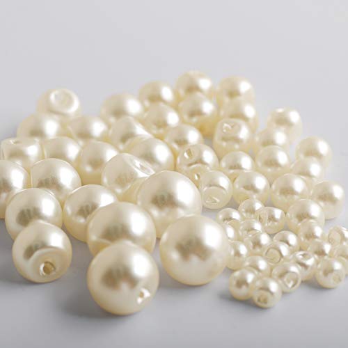 250Pcs 6 Size Sewing Buttons Side Hole Round Plastic Pearl Buttons 6Mm 8Mm 9Mm 10Mm 12Mm 14Mm White/Ivory Color Sewing Supplies Accessories (Ivory) #TOP3