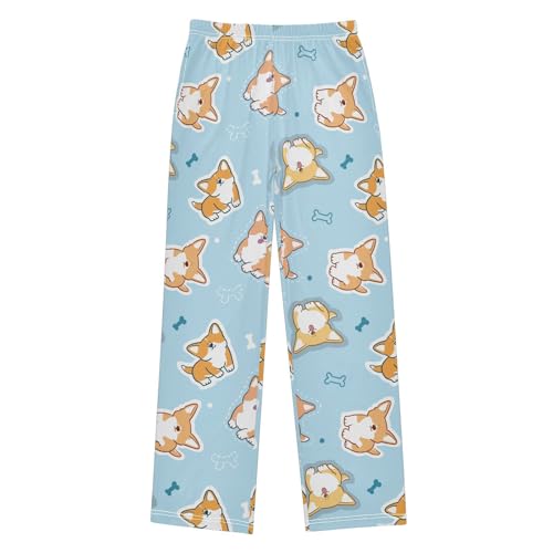 Boys' Pants Blue Corgi Dogs with Bone Long Bottoms Jogger Pants Elastic Waist Trousers with Pockets S-XL