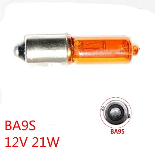 Zmshun 2X Ba9S 12V 21W Amber Ba9S Halogen Bulbs Automobile Bayonet Bulb Fog Light Car Halogen Indicator Brake Fog Reverse Light Bulb Ba9S Car Bulb Lamp Car Turn Signal Lamp Ba9S Amber 12V 21W #TOP3