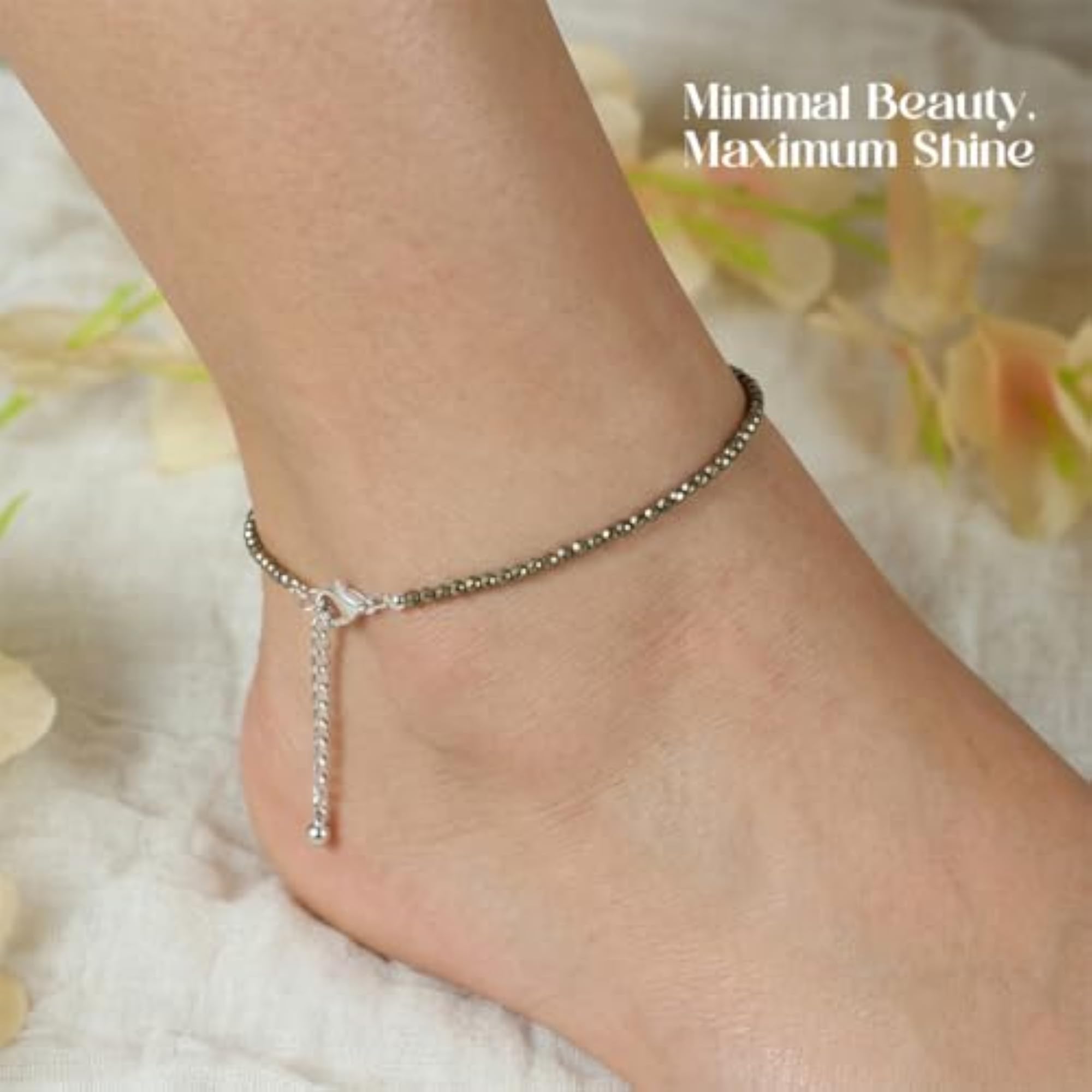 Natural Pyrite Anklet with Dhan Yog Bracelet Combo, Stylish Set